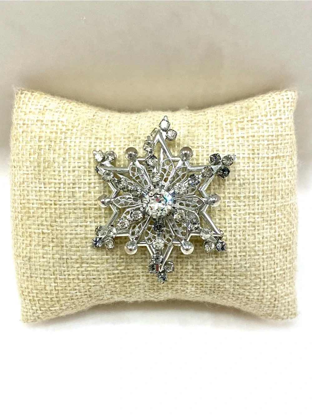 Crystal Snowflake Brooch Pin - Silver Crystal Accent